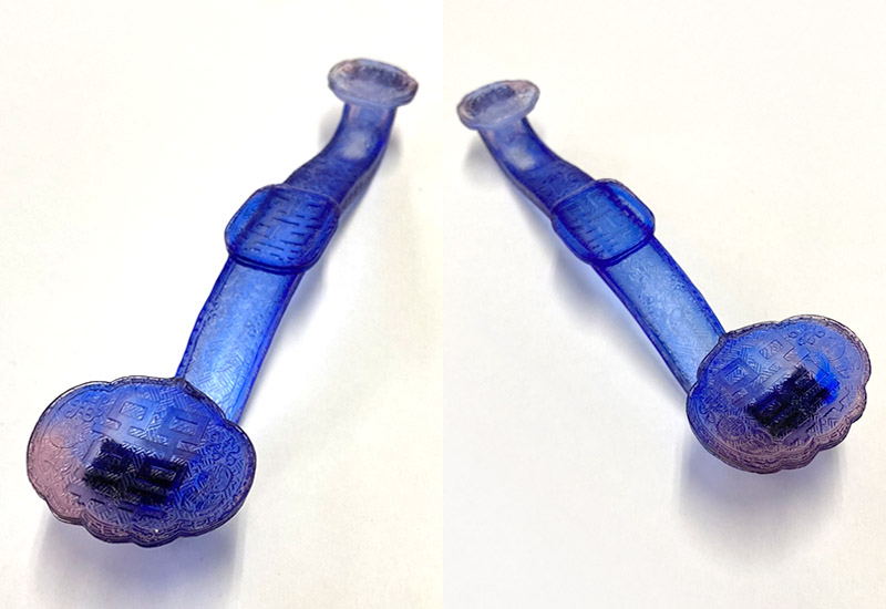 祥瀧 琉璃喜字如意(藍) 文鎮 擺飾